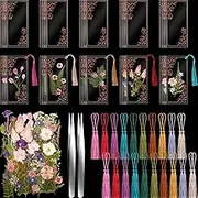 Faccito 162 Pcs Dried Flower Bookmark Making Kit Retro Craft DIY Transparent Bookmarks Laminating Pouches Handmade Pressed Dried Flower with Tassels Tweezers for School Classroom Book Lovers