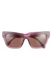 Tory Burch 54mm Polarized Cat Eye Sunglasses in Dark Brown/Mauve Pink at Nordstrom One Size