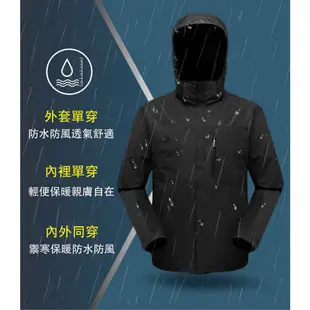 【WIWI】三合一防水極暖衝鋒衣(象牙白 男L-4XL)衝鋒外套 騎車風衣外套 夾克外套 連帽外套 防水外套 登山外套