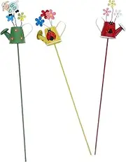 Alasum Metal Decorative Flower Pot Stakes 3 Piece Set for Garden Decor Yard Art Landscape Enhancer