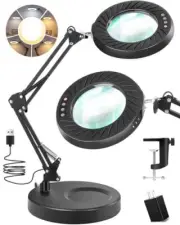 10X Magnifying Glass with Light and Stand, 5 Color Modes Brightness Stepless