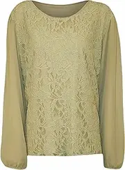 [FAIRY TRENDZ LTD] Womens Floral Lace Chiffon Mesh Top Ladies Long Sleeve Party Blouse Plus Size UK 14-28