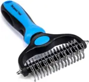 Pet Grooming Brush - Double Sided Shedding and Dematting Rake Comb for Pets,