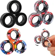 3 Sets Magnetic Rings Fidget Toys, 9 Pieces Adhs Magic Finger Ring Toy Sets, Anti-Stress Fidget Toy, Spinner Finger Ring for Children Stress Adults