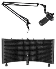 Audio Technica AT2050 Studio Condenser Recording Microphone Mic+Boom+Foam Shield