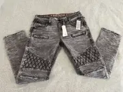 Rock Revival Mike Biker Distressed Denim Jeans Mens 36x34 NWT