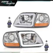 Fit For 97-04 F150 Expedition Clear LED Tube Headlights & Corner Parking Lights