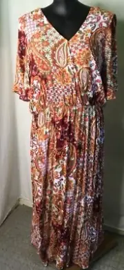 AUTOGRAPH MULTI BRIGHT COLOURS PAISLEY MAXI DRESS SZ 22 NEW STOCK IN