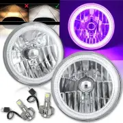 7" Purple COB LED Halo Angel Eye Headlights 6000K LED Light Bulb Headlamp Pair (for: Audi)