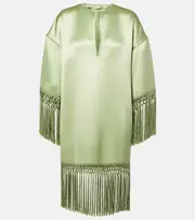 [Valentino] Valentino Fringed silk duchess satin tunic AU 18 green