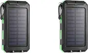 ZHENZQ Double USB 20000mAh Battery Pack Power High-Speed Power Charging with LED Light for All Cell Phones (2PC(Black Shell + Black and Green))