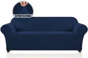 Stretch Sofa Slipcovers with Elastic Bottom and Anti-Slip Foams, 1 Piece Couch Shield Lounge Cover, 1/2/3/4 Seater Sofa Covers, Solid Navy