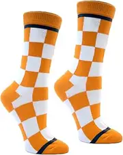Tennessee Checkerboard in Orange and White Women's Socks, Orange, White, 5-10