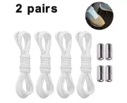 2 Pairs Elastic No Tie Shoe Laces For s,Kids,Elderly,System With Elastic Shoe Laces - White