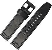 AEMALL for Fossil JR1354|1487|1424 watchband Retro Quick Release Genuine Leather Diesel Strap Black Dark Brown 22mm 24mm (Color : Black Black Clasp, Size : 24mm)