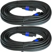 2 12ga 50' ft foot speakon compatible amplifier amp to speaker cables PA DJ cord