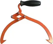 Log Tongs, 16" Non-Slip Grip, Metal, Orange, Tool, Log Lifting, Handling, Dragging, Carrying