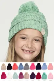 C.C Kids 2-6 years Children Girls Boys Knit Winter Beanie Hat with Pom Pom