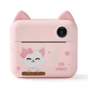 32gb Children Instant Camera with Dual-lens and Mini Print - Pink Cat
