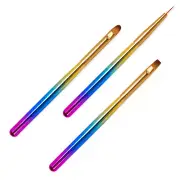 3Pcs Acrylic Nail Art Pen Tips UV Builder Gel Painting Brush Manicure Set Tool D