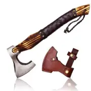 Viking Axe- Handmade 1095 Carbon Steel Rosewood Axe Hunting With Sheath