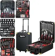 1375PCS Household Repair Tool Set - Portable Hand Tool Box Trolly Case on Wheels, Professional Mechanics Kit With Multi-Functional Wrench Hammer, DIY Repair Tools, Black