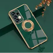 [EYZUTAK] Electroplated Magnetic Ring Holder Case, 360 Degree with Rotation Metal Finger Ring Holder Magnet Car Holder Soft Silicone Shockproof Cover for Samsung Galaxy A53 5G - Dark Green