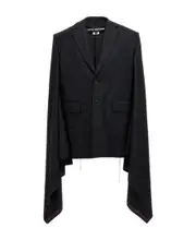 Junya Watanabe Frayed Hem Wide Sleeved Cape XS Black