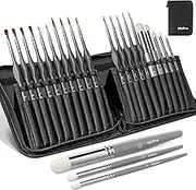 Nicpro Miniature Paint Brushes Dry Brush - 20PCS Model Paint Brush Set with Nylon Case for Acrylic, Oil, Watercolor, Detail Paint Brush Drybrush for Model, Miniature Painting, Paint by Numbers, Craft