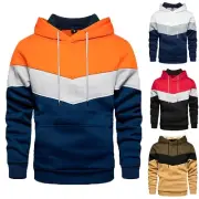 Mens Casual Hoodie Patchwork Color Hoodie Jacket Autumn Lavender Sweatshirt Men