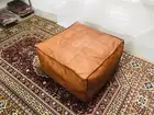 New Leather Ottoman Footstool Pouf Moroccan Brown Handmade Boho