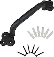 YMAISS Rustic Gate Handle,8.66in Cast Iron Sliding Barn Door Handle,Black Vintage Metal Gate Pull Handle, Fence Handle Antique Long Cabinet Handles,Farmhouse Decor Metal Grab Bar,Sliding Door Pull