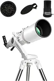 102mm Large Space Astronomical Telescope for Professionals, Children's Refractor BeginnersMonocular Kids' Xmas Gift Outside Spotting Scope White,E