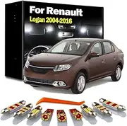 LED Interior Lights Kit, For Renault Logan 2004 2005 2006 2007 2008 2009-2016 Dome License Plate Map Lamp Car Bulbs