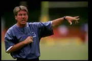 Offensive coach Mike Sheppard San Diego Chargers gestures at the C- Old Photo