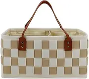 Baby Nappy Caddy Organiser, Woven Felt Large Portable Diaper Bag Organiser for Changing Table, Nursery Storage Bin for Baby Essentials, Car Caddy Travel Organiser,40 cm x 20 cm x 28 cm
