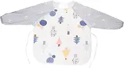 ERINGOGO Smock Aprons Long Sleeve Feeding Smock Apron Bib Long Sleeved Bib Waterproof Art Smock Chef Aprons Overalls Blue Cotton