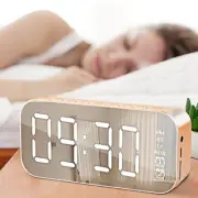 Digital Alarm Clock LED Mirror Display Desk Clock Bluetooth Speaker Wireless