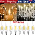 6PCS E14 4W Edison- COB Filament Retro LED Light Globe Bulb Lamp Chandelier