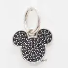 New Authentic Pandora Disney Mickey Black Pendant 791446NCK W Suede Pouch