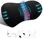 kasney Lumbar Support Pillow Ergonomic Memory Foam Lumbar Pillow, Relieve Back Pain, CMFY Breathable & Detachable & Washable, Neo Cushion Lower Back Pillow for Office Chairs, Car Seats (Black)