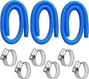 Akpgf Pool Hoses for Above Ground Pools，3 Pack 1.25" x 59" Pool Hose Replacement Compatible with Intex Coleman Pool Filter Pump 607 635 637，1.25 Intex Pool Pump Hoses with 6 Metal Clamps（Blue）