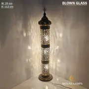 Andalusian Large Floor Lamp, Ottoman Cylinder Lamp with Blown Glass, Authentic