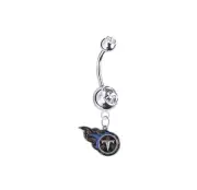 Tennessee Titans CLEAR CZ Silver Belly Button Navel Ring Piercing - SHIPS TODAY