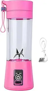 [EZONEDEAL] Electric USB Rechargeable Juicer Blender For Smoothies, 380ml Juicer Cup Mini Portable Blender, Smoothie Blender For Shakes Fruit Vegetable Cutter Drink Bottle Kitchen Accessories (Pink)
