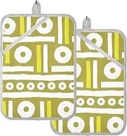 Pot Holders Kitchen Geometric Rhythm Yellow Potholders for Kitchens with Pockets Hotpads Kitchen Oven Mitts 2 Pack