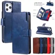 For iPhone 16E 15 Pro Max 14 13 12 11 XS Magnetic Case Leather Wallet Flip Cover
