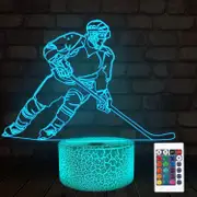 Linkrunning Ice Hockey 3D Lamp,Halo Bedside Illusion Night Light Laser Halo D 16 Colors Changing Remote Control Sport Fan, Personalized Bedroom Dec...