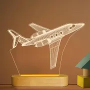 Airplane Night Light 3D Illusion Lamp Soft Warm Colors Wood Table Lamp for Boys