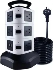 Surge Protector Power Strip with 2 USB Ports, Tower Power Board with 2.9M/9.5...
